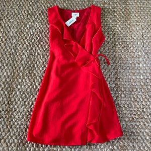 Red ruffle front wrap dress - NWT!